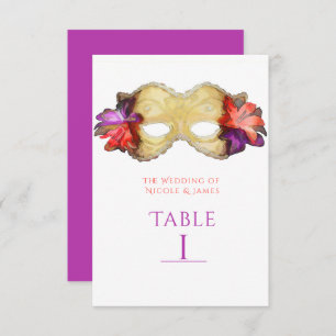 Carte de numéro de la table Masquerade florale tro
