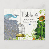 Carte de numéro de Mariage Peacock & Bird Cage vin (Devant)