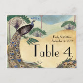 Carte de numéro de Mariage Peacock & Palm Tree vin (Dos)