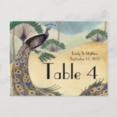 Carte de numéro de Mariage Peacock & Palm Tree vin (Devant)