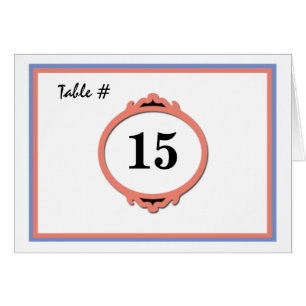 Carte de numéro de table