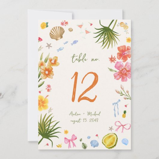 Carte de numéro de table 5x7 dessinée à la main de (Devant)