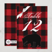 Carte de numéro de table 5x7 Red Plated Black Bear (Devant / Derrière)