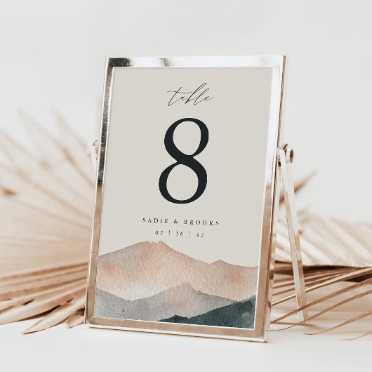 Carte de numéro de table 5x7" Sunset Desert Mounta