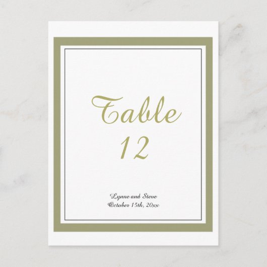 Carte de numéro de table à bordure dorée (Devant)