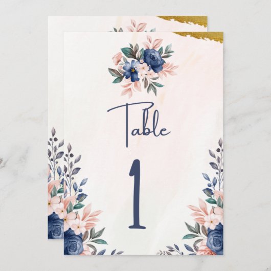 Carte de numéro de table à calligraphie charmante (Devant / Derrière)