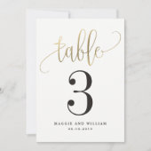 Carte de numéro de table à calligraphie charmante (Devant)