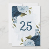 carte de numéro de table à fleurs bleu marine bleu (Devant)