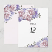 Carte de numéro de table à fleurs de pivoine (Devant / Derrière)
