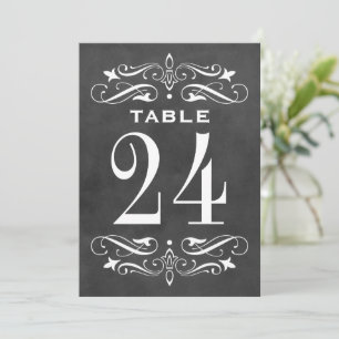 Carte de numéro de table à l'ancienne avec fioritu