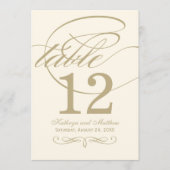Carte de numéro de table à l'écriture dorée classi (Devant)