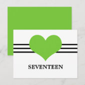 Carte de numéro de table à motif de cœur Mod, vert (Devant / Derrière)