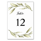 Carte de numéro de table à motif de feuillage vert (Dos)