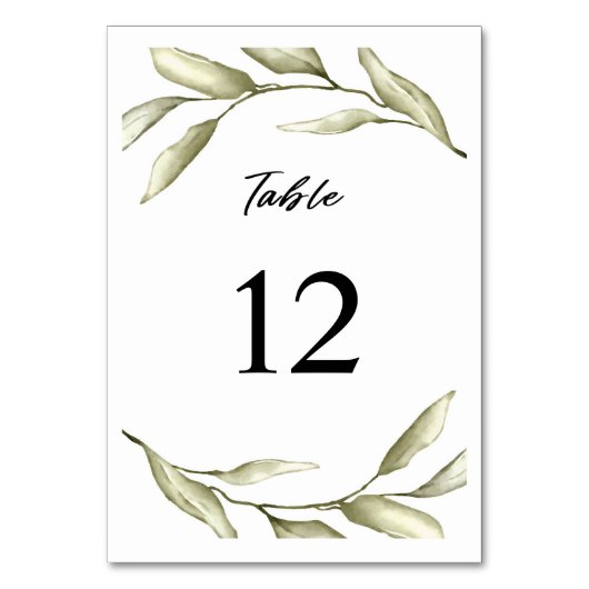 Carte de numéro de table à motif de feuillage vert (Par défaut)