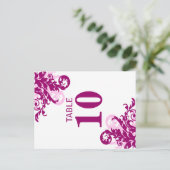 Carte de numéro de table à motif magenta (Debout devant)