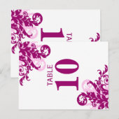 Carte de numéro de table à motif magenta (Devant / Derrière)