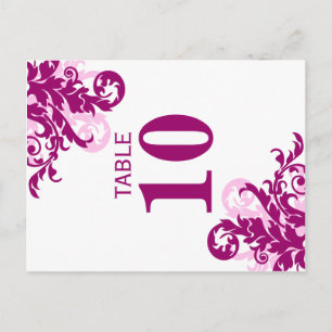 Carte de numéro de table à motif magenta