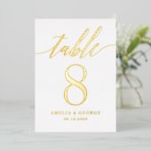 Carte de numéro de table à motif moderne en feuill (Debout devant)