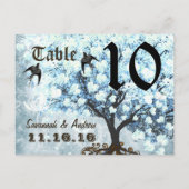 Carte de numéro de table à oiseaux et arbre à feui (Dos)