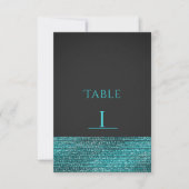 Carte de numéro de table à paillettes Aqua Blue Mo (Devant)
