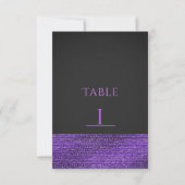 Carte de numéro de table à paillettes gris violet (Devant)