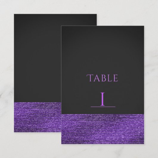 Carte de numéro de table à paillettes gris violet (Devant / Derrière)