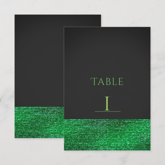 Carte de numéro de table à paillettes vert citron (Devant / Derrière)