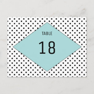 Carte de numéro de table à pois moderne Aqua