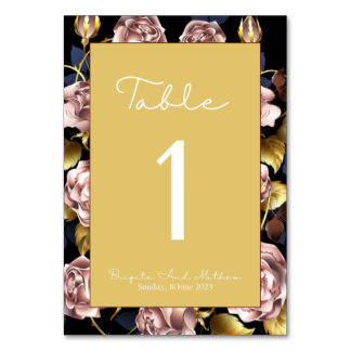 Carte de numéro de table à thème fleur jaune crème