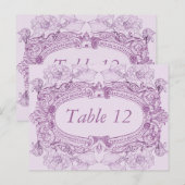 Carte de numéro de table Antique Frame Lilac (Devant / Derrière)