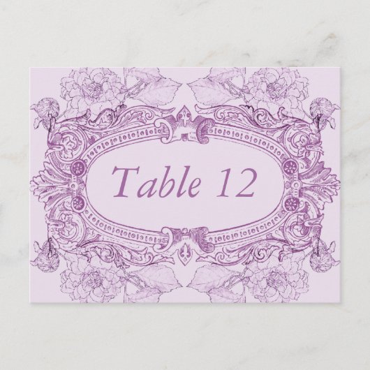 Carte de numéro de table Antique Frame Lilac (Devant)