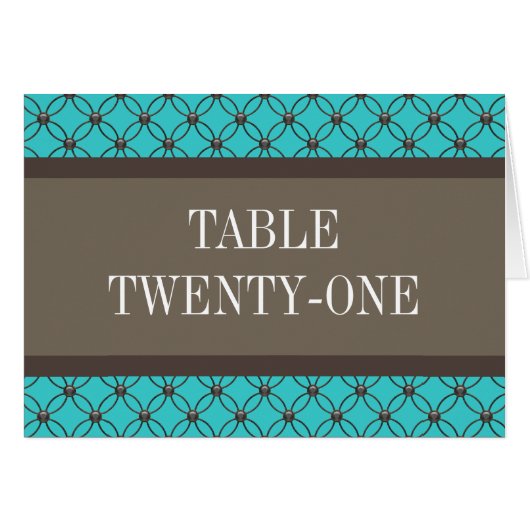 Carte de numéro de table Aqua Fancy Lattice (Devant horizontal)