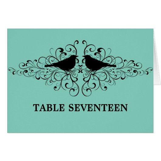 Carte de numéro de table Aqua Inséparable Swirls (Devant horizontal)