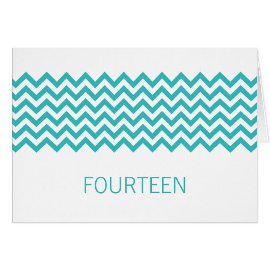 Carte de numéro de table Aqua Simple Chevron (Devant horizontal)