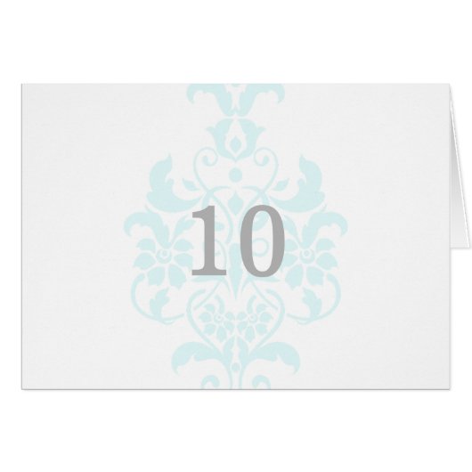 Carte de numéro de table Aqua Subtle Damask (Devant horizontal)