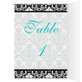 Carte de numéro de table Aqua, White et Black Dama (Intérieur (Gauche))