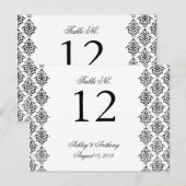 Carte de numéro de table Arabesque Black White Dam (Devant / Derrière)