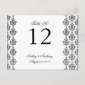 Carte de numéro de table Arabesque Black White Dam (Dos)