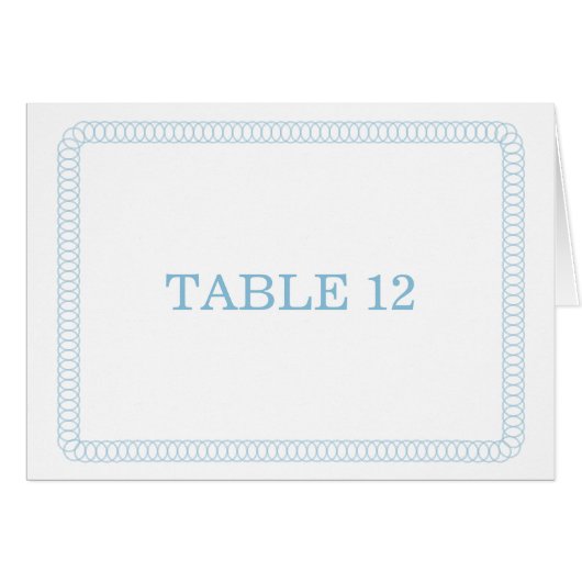 Carte de numéro de table arrondie bleue entourée (Devant horizontal)