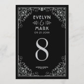 Carte de numéro de table Art Déco argent noir vint (Dos)