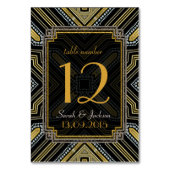 Carte de numéro de table Art Déco Gold Black Maria (Dos)