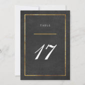 Carte de numéro de table Art Déco moderne or et no (Devant)