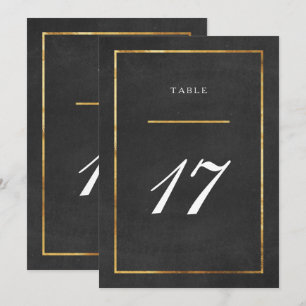 Carte de numéro de table Art Déco moderne or et no