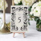 Carte de numéro de table Art déco noir et blanc