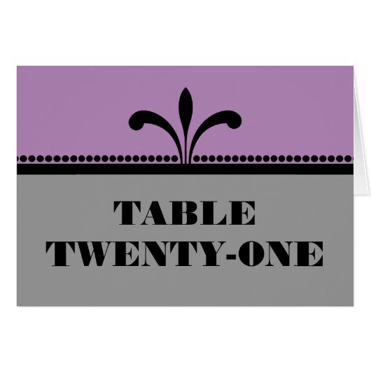 Carte de numéro de table Art déco violet/gris (Devant horizontal)