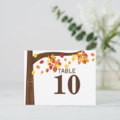 Carte de numéro de table automne Feuille (Debout devant)