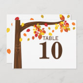 Carte de numéro de table automne Feuille (Devant / Derrière)