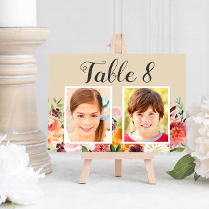 Carte de Numéro de Table avec Photo d'Enfance aux 