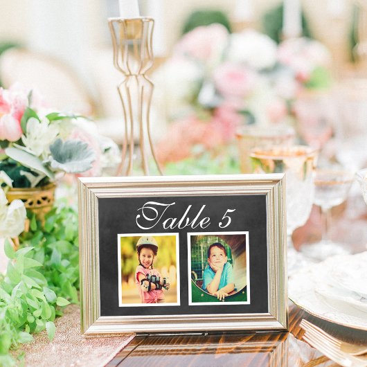 Carte de Numéro de Table avec Photo d'Enfance sur 