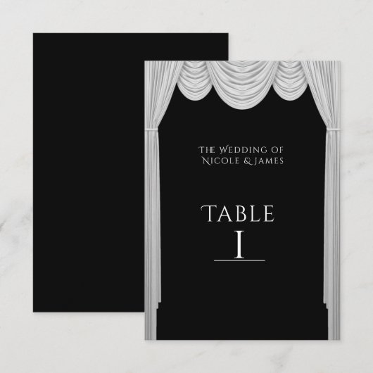 Carte de numéro de table avec rideaux HOLLYWOOD no (Devant / Derrière)